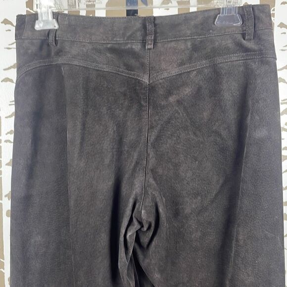 DKNY Skyline Suede Leather Pant 2 Dark Brown - Picture 11 of 14